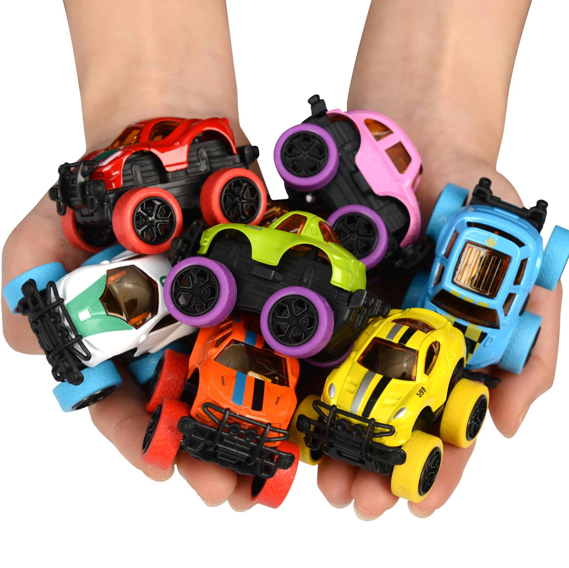 Neureyte 8 Pack Mini Monster Truck for Boys and Girls,Die-Cast Monster Trucks for Kids Party Favors,Pull Back Monster Trucks Toy Vehicles Set for Cake