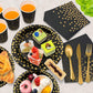 AIRE Black Gold Paper Plates Set, 175PCS Disposable Dinnerware Serves 25