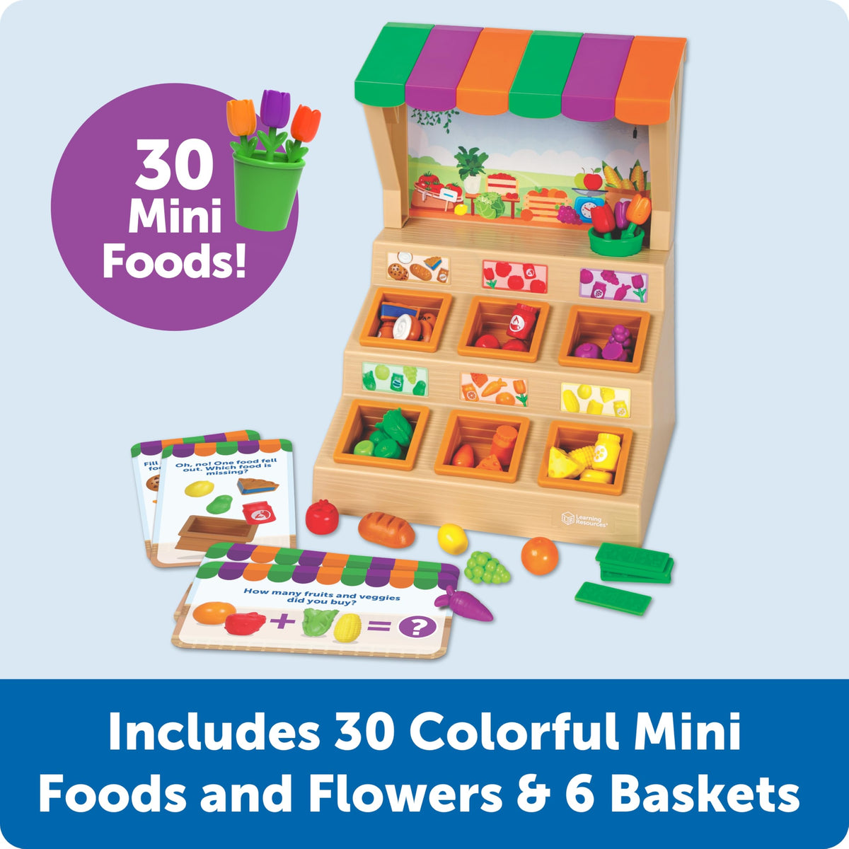 Learning Resources Mini Farmstand Sorting Set, Play Food Sets for Kids Kitchen, Grocery Store Pretend Play, Montessori Toys, Mini Food, Toddler