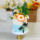 Summer Beach Cake Topper with Flowers Palm Leaves Starfish for Swimming Beach Luau Birthday Supplies (Style 1)