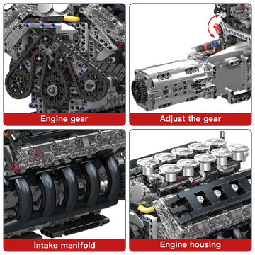 Mould King LR V10 Engine Model Kit for Adults, 1834 Pcs Car Motor Set