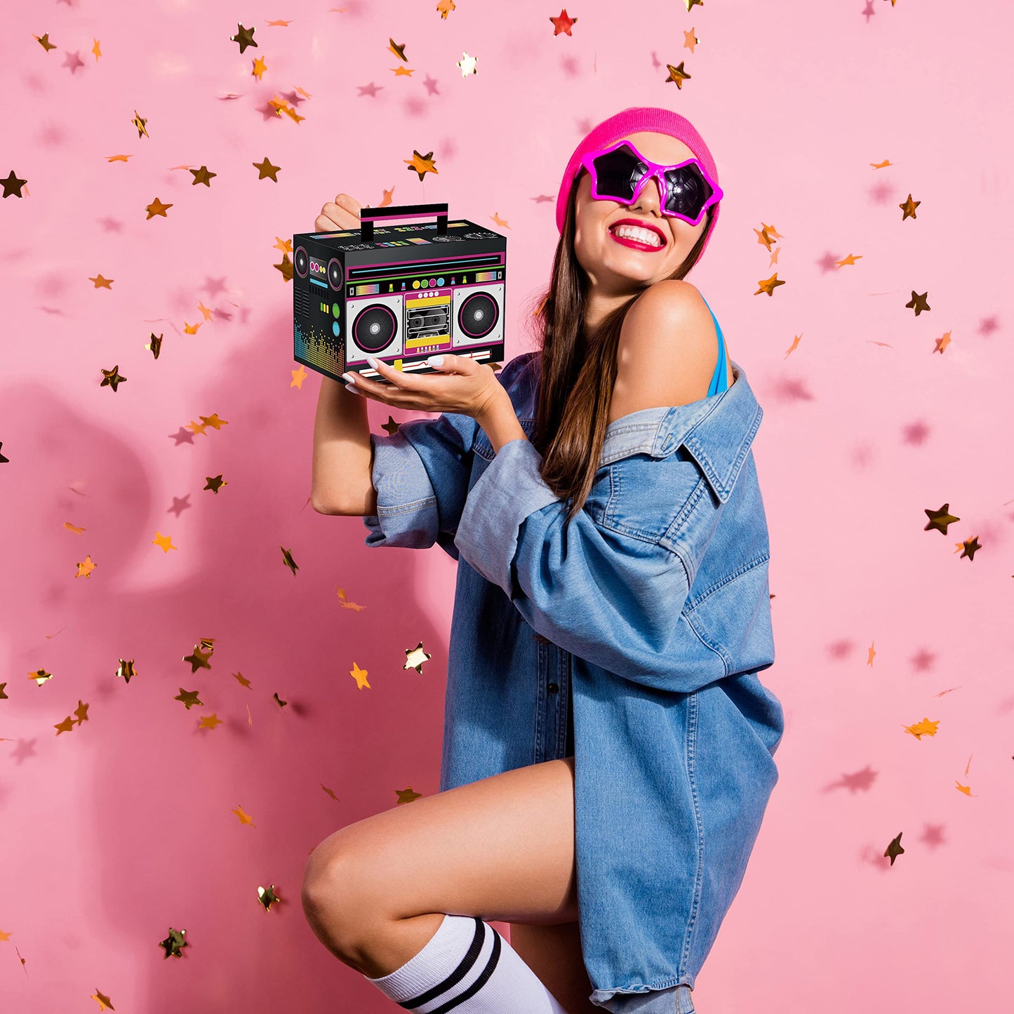 Hegbolke Novelty Boom Favors Boxes - 80s Theme Boom Box 80’s Theme Retro Decorations 1980s Hip Hop Party Supplies Table Centerpieces for Retro Party