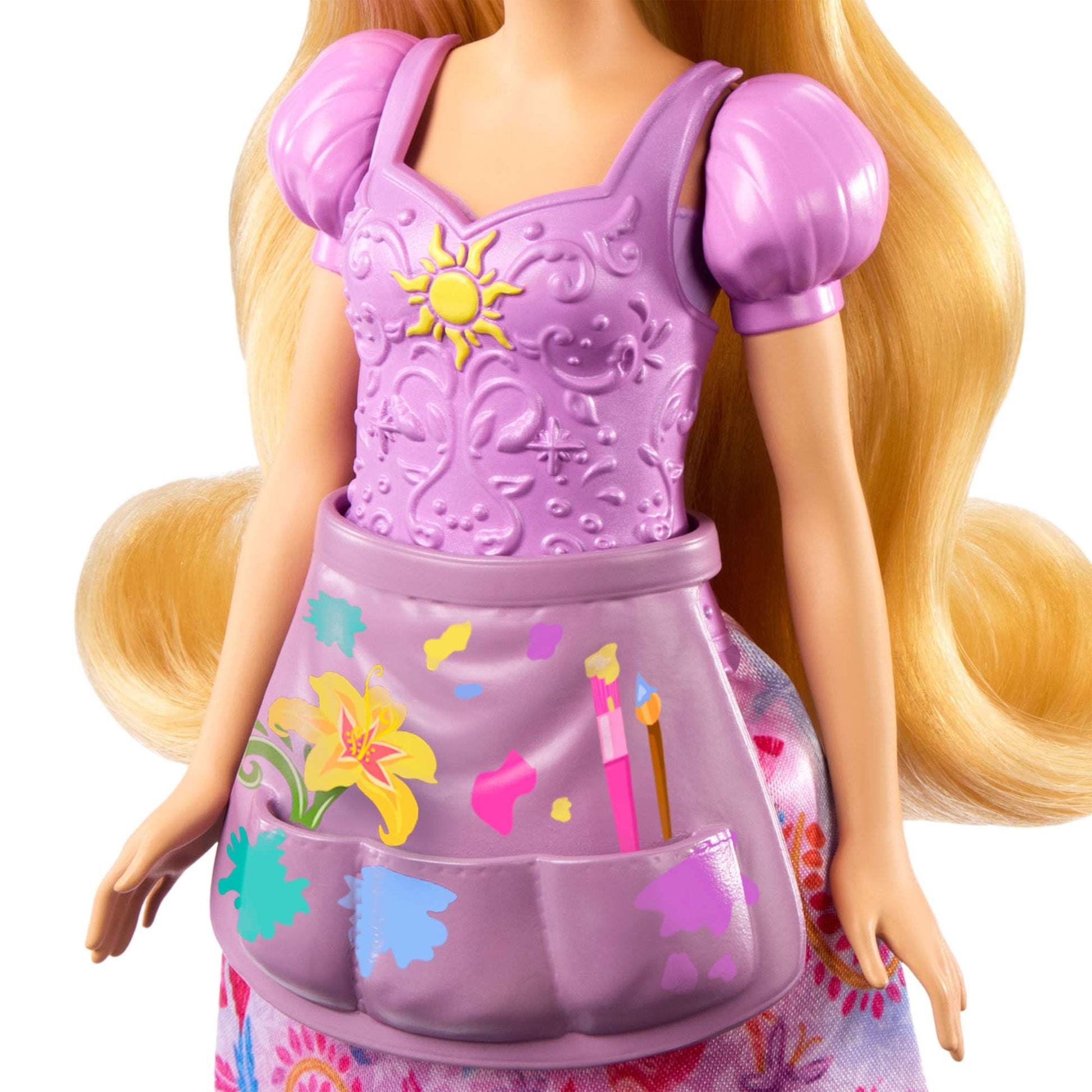 Mattel Disney Princess Toys, Rapunzel Fashion Doll with 2 Looks, 9 Accessories, 2 Snap-On Bodices & 2 Skirts, 2-in-1 Stories Inspired by Disney