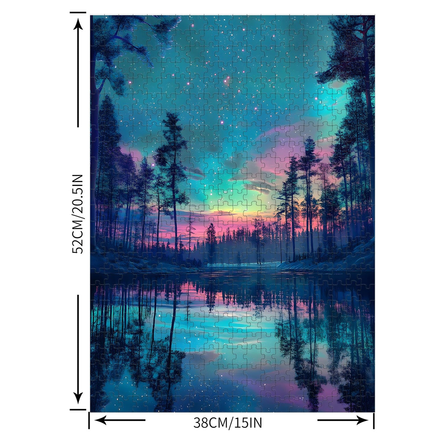 Puzzles for Adults 500 Pieces, Northern Lights Jigsaw Puzzles - Aurora's Mirror, Impossible Landscape Puzzle for Seniors Families,20.47x14.96 inches