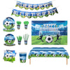 Soccer Birthday Party Supplies Set 93 PCS, Football Theme Decorations with , Cups, Napkins, Tablecloth, Banner & Backdrop, Eco-Friendly Disposable