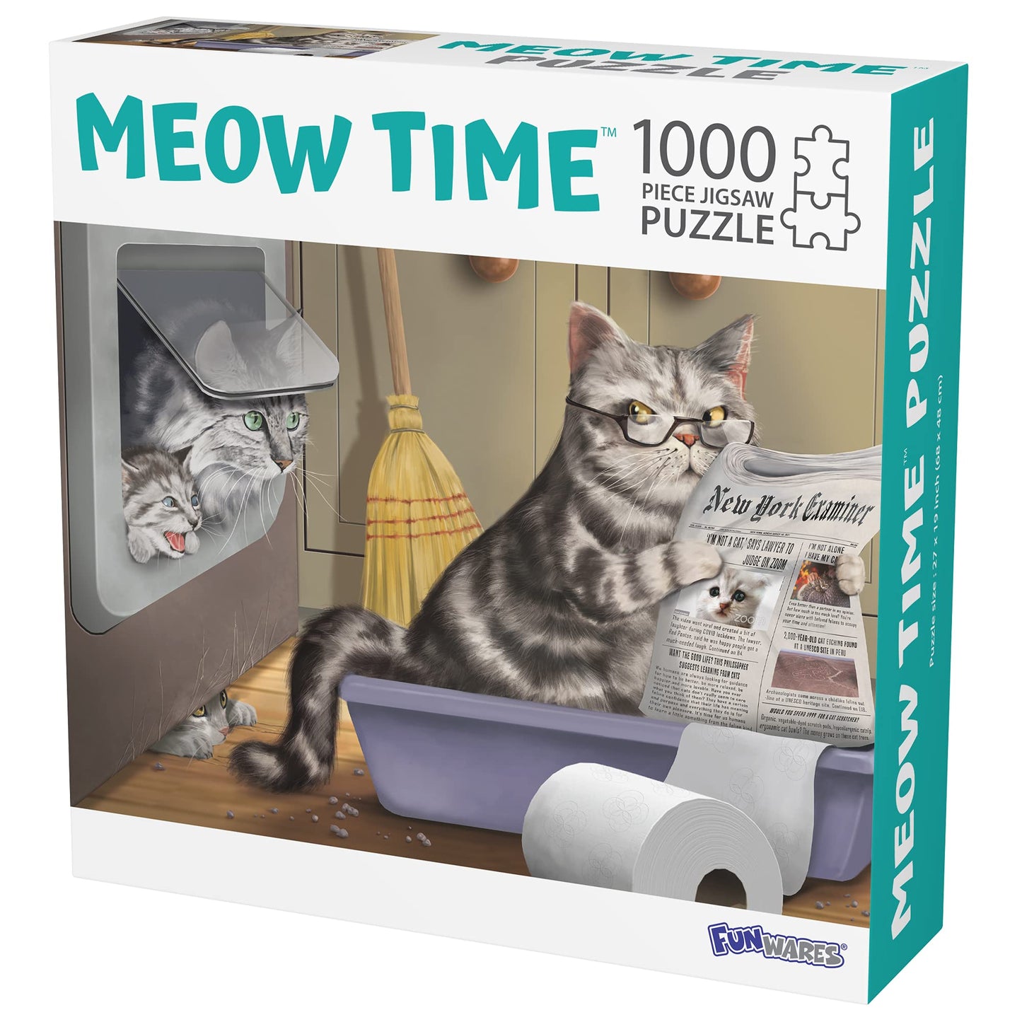 Funwares Meow Time Jigsaw Puzzle, 1000 Pieces, Funny Pooping Cat Gag Gift