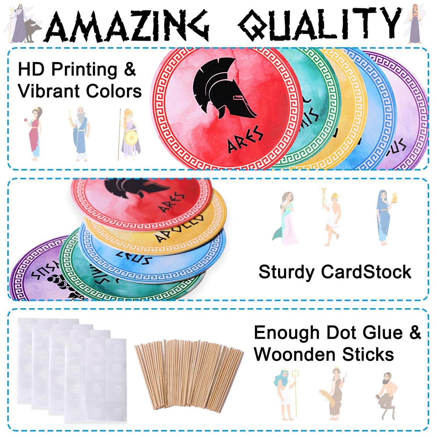 48pcs Greek Mythology Cupcake Toppers, Htabiol Olympians God Cupcake Toppers, Greek Mythology Party Cake Decorations, Suit for Percy Jackson Birthday