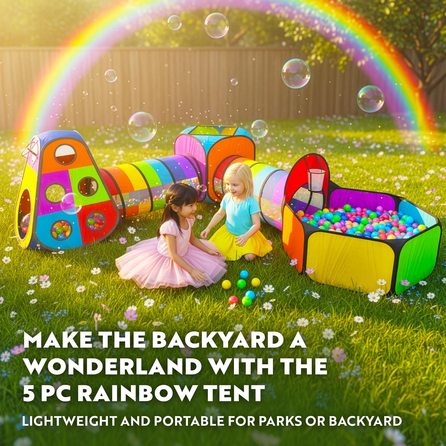 Playz 5pc Pop Up Play Tent and Crawl Through Tunnels for Kids w/Carry Bag