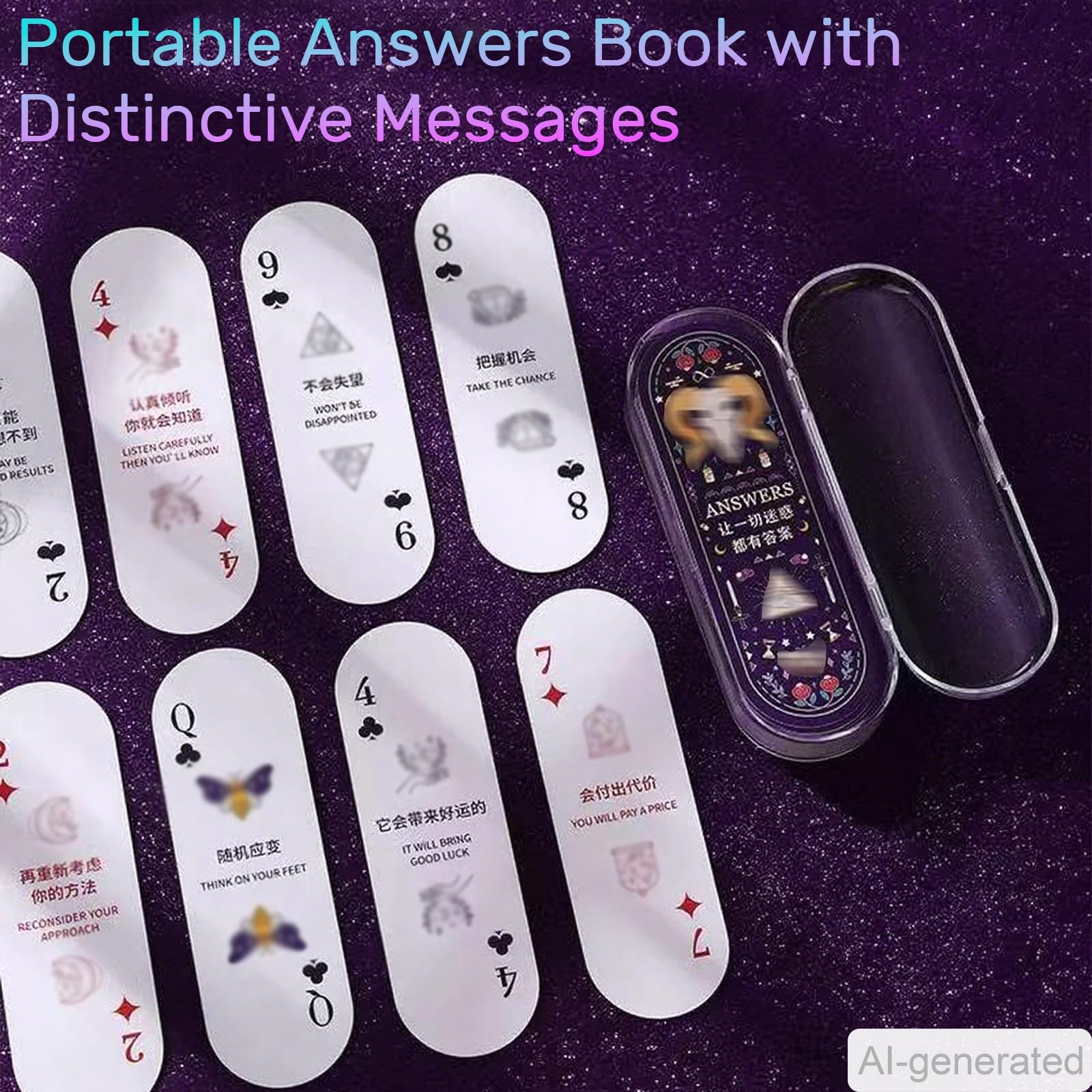 Eagyrosi Funny Mini Playing Cards - Portable Answers Book with Distinctive Messages, Narrow and Oval Deck of Cards for Poker Game, Suitable for All