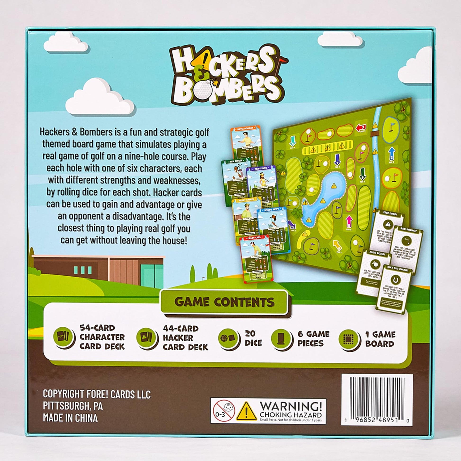 Hackers & Bombers Golf Themed Board Game - Play Golf Without Leaving The House - Play as Different Characters - Roll The Dice and Play The Course