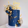 Boho Cake Topper Gold Blue Balls Cake Decorations Palm Leaves Boho Grass for Wedding Birthday (03)