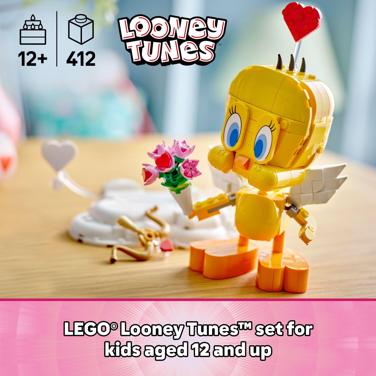 LEGO Looney Tunes Sweetheart Tweety Bird Building Toy for Adults & Kids - Tweety Figure W/Display Pedestal & Accessories for Girls & Boys, Ages 12+