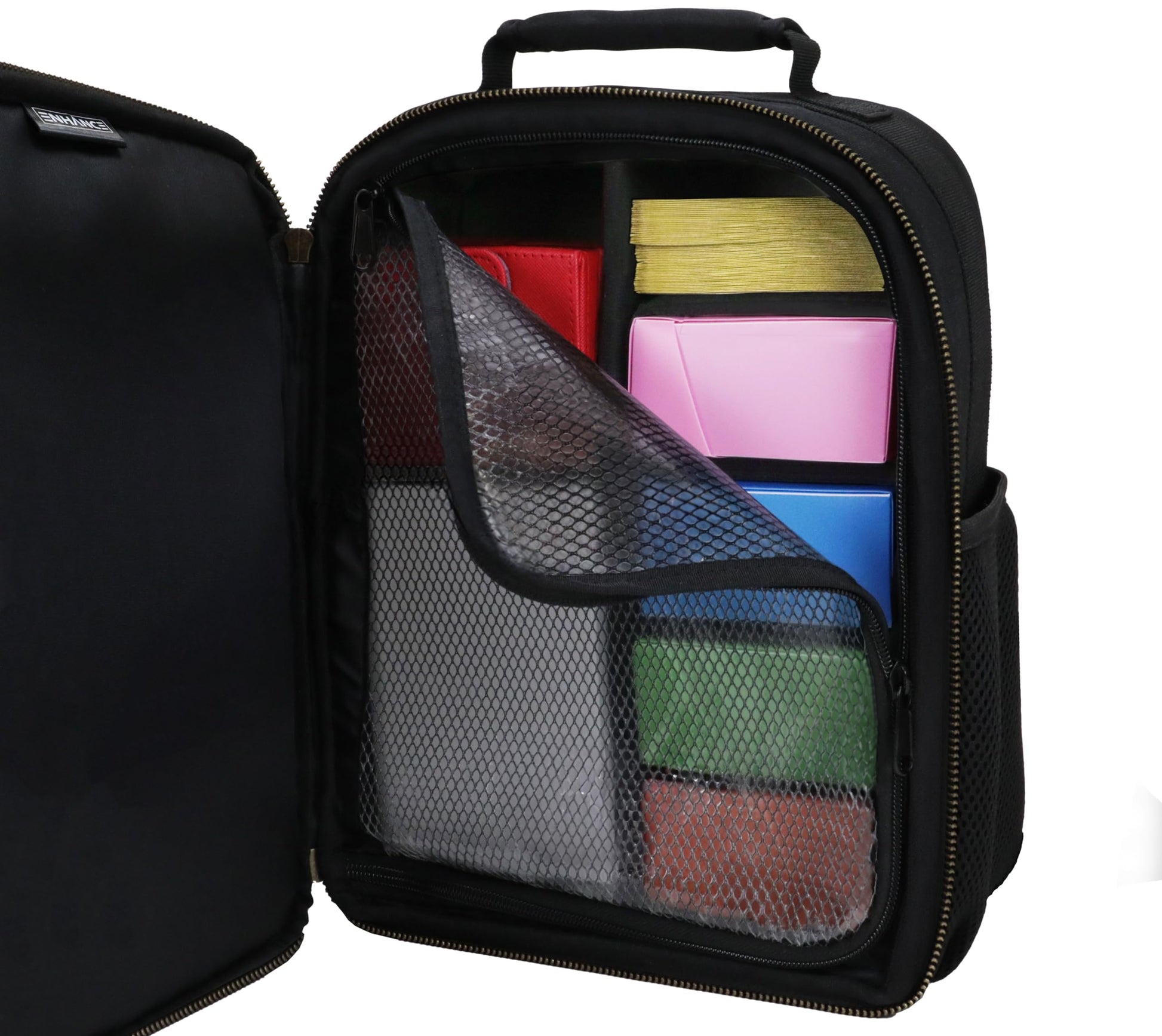 ENHANCE Small Card Backpack with Card Defender Screen, Customizable Interior, Storage for Dice Bag, Sleeves, Deck Boxes - TCG Backpack with Playmat