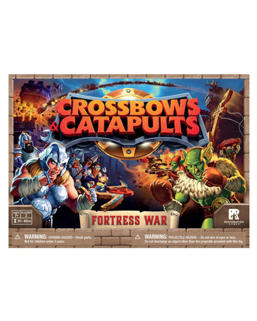 Restoration Games Crossbows and Catapults Fortress War - Dexterity Game for 2 Players - Build, Launch, and Topple Castles - 20-40 Min Playtime - Ages