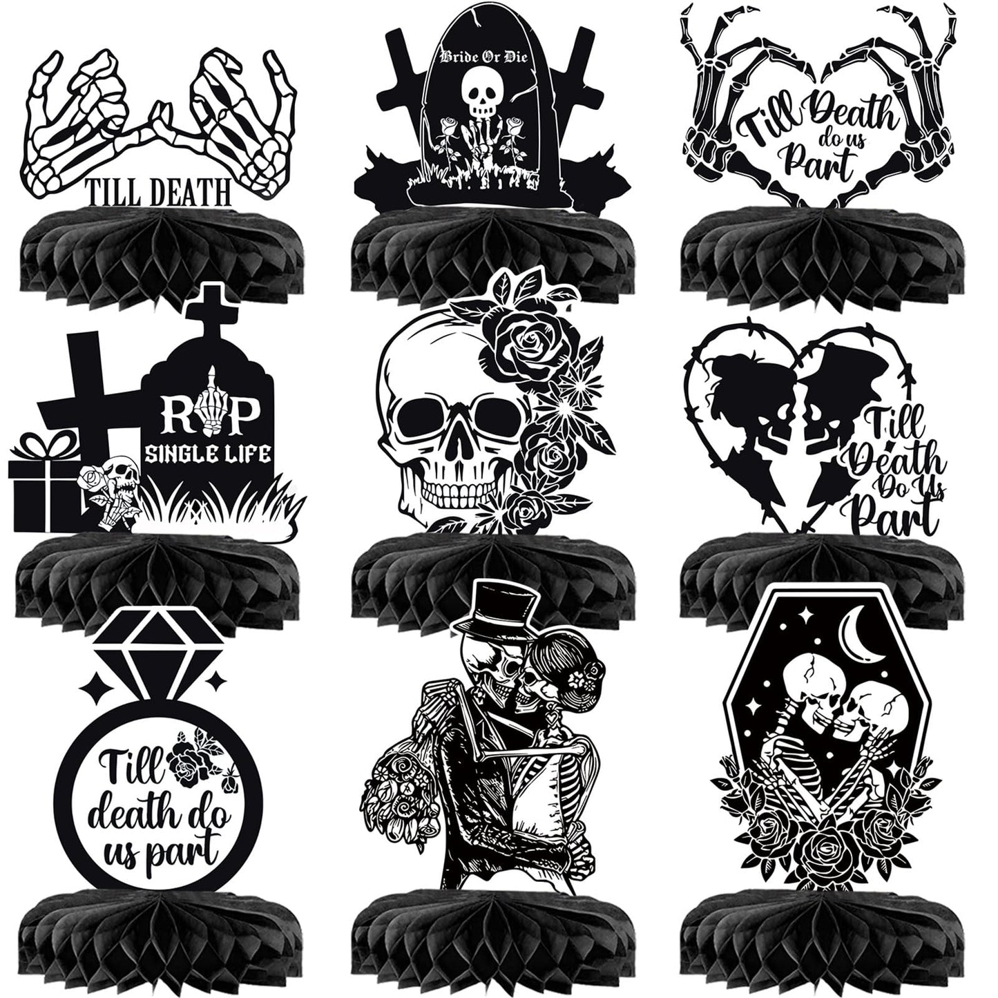 Bride or Die Bachelorette Party Decorations 9Pcs Bride or Die Centerpieces Rip Single Life Centerpieces for Till Death Do Us Party Bachelorette