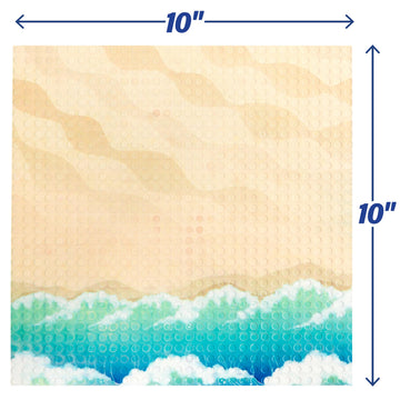 Summer Beach Terrain Baseplates for Building Bricks - Set of 2 Large 10"x10" Building Plates - Dual Connectivity, Build on Both Sides - Compatible