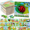 Yopay 24 Pack Wooden Puzzles for Kids,Mini Jigsaw Animal Puzzles Set for Kids Boys Girls, Early Preschool Educational Toys, 20 Animal Patterns + 4