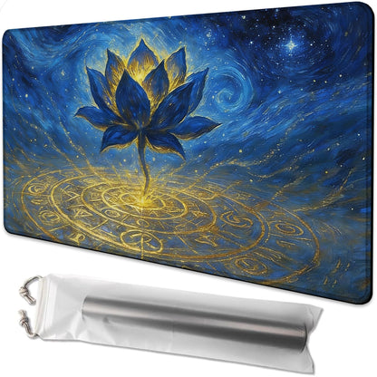 for MTG Playmat 24 x 14 Inches Lotus Magic Play Mat Card Game Mat for Magic The Gathering TCG PTCG Playmat with Free Storage Bags Non-Slip Backing