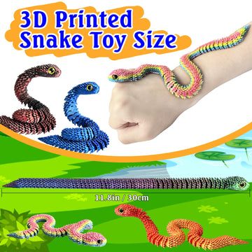 3D Printed Animals Snake Sensory Fidget Toys 12pcs,3D Printed Toys Figurines Set Birthday Gifts Party Favors for Kids Boys Girls ADHD Stress
