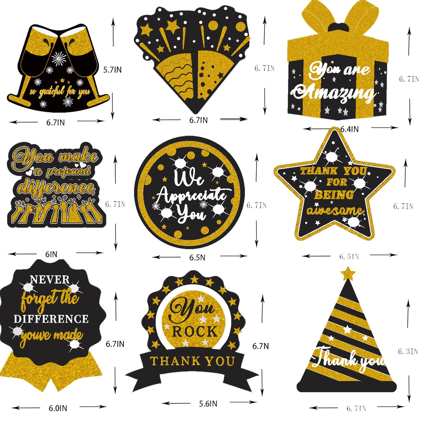 9PCS We Appreciate You Honeycomb Centerpieces Black Gold Glitter Thank You Table Topper Decor Teacher Doctor Nurse Employee Staff Graduation