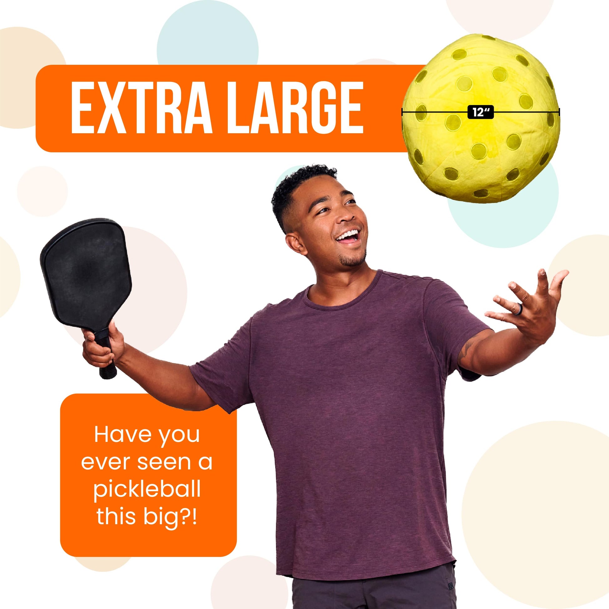 TILTECH Pickleball Pillow - Soft Pickleball-Shaped Decorative Throw Pillow, 12" Sports Cushion for Couch, Bed, Office, Pickleball Players & Fans