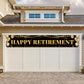 ANATANOWOR Large Happy Retirement Banner, Black and Gold Retirement Banner Sign, Party Decorations Supplies (9.8x1.6ft)