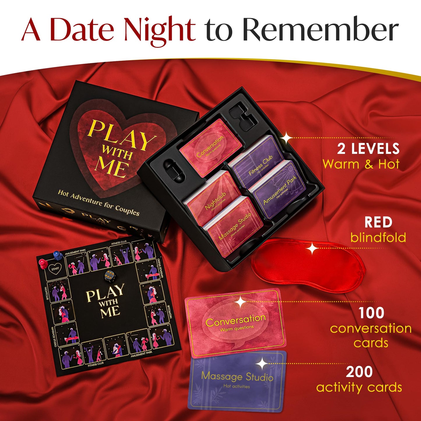 COCO ADULT Romantic Couples Board Game - 300 Spicy Date Night Dares & Conversation Cards | Fun 2 Player Game for Couples & Gaming Cards for Married