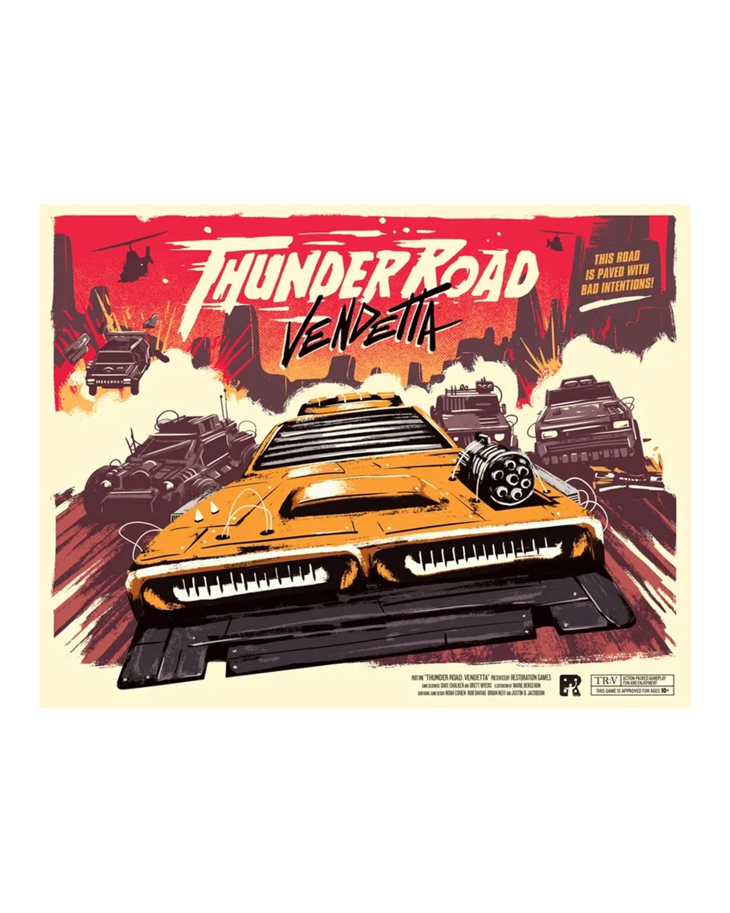 Restoration Games Thunder Road Vendetta - Racing and Strategy Board Game for Adults - Post-Apocalyptic Demolition Derby Racing Game - 2-4 Players