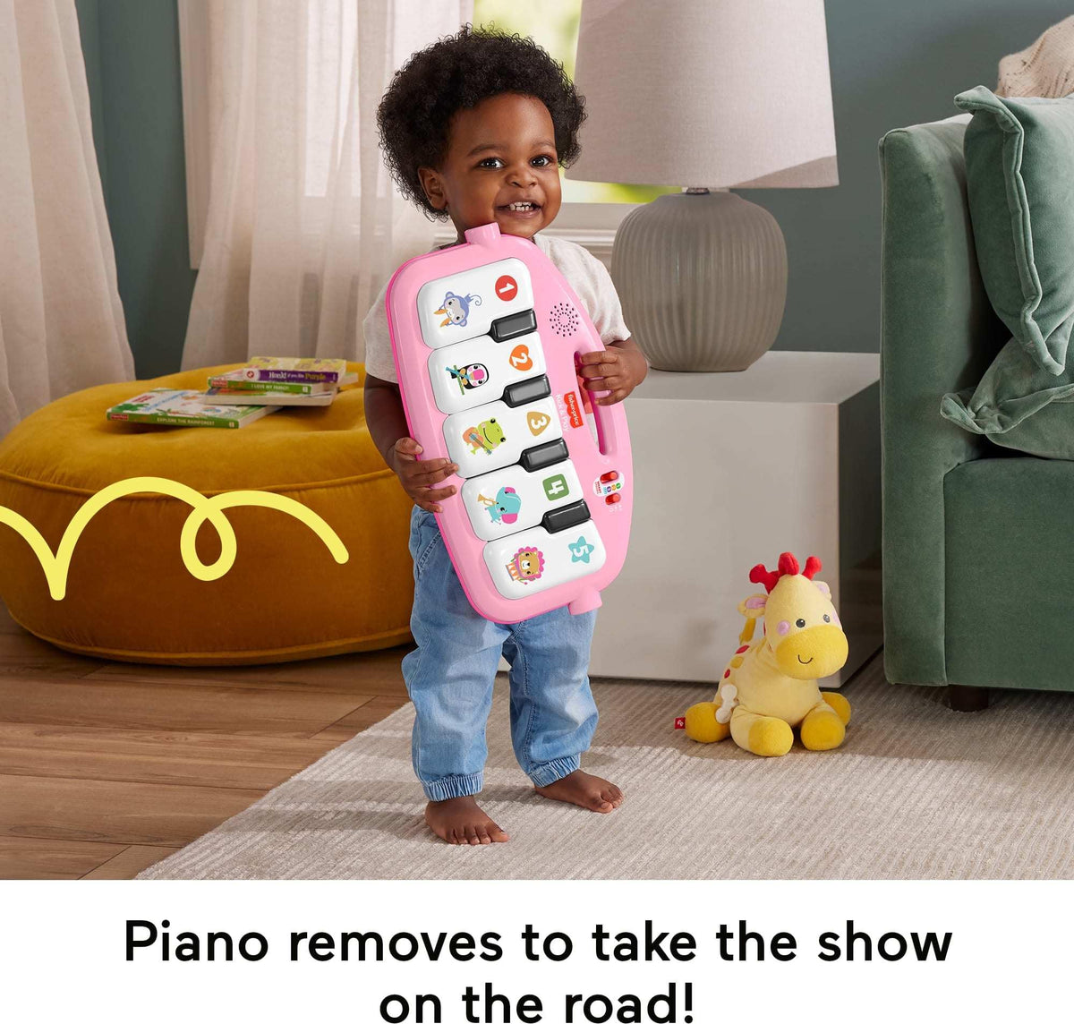 Fisher-Price Glow and Grow Kick & Play Piano Gym, Pink