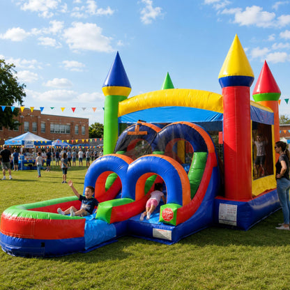 TentandTable Kids Inflatable Bounce House with Water Slide, Rainbow