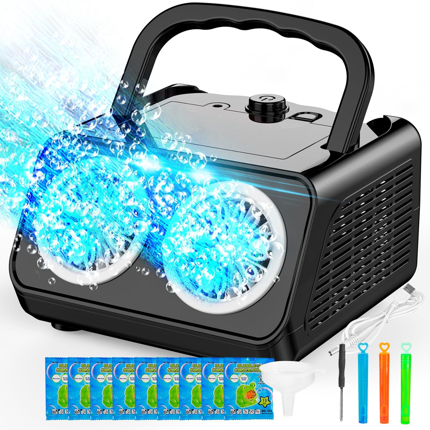 SHCKE Automatic Bubble Machine with 2 Fans,20000+ Bubbles/Min
