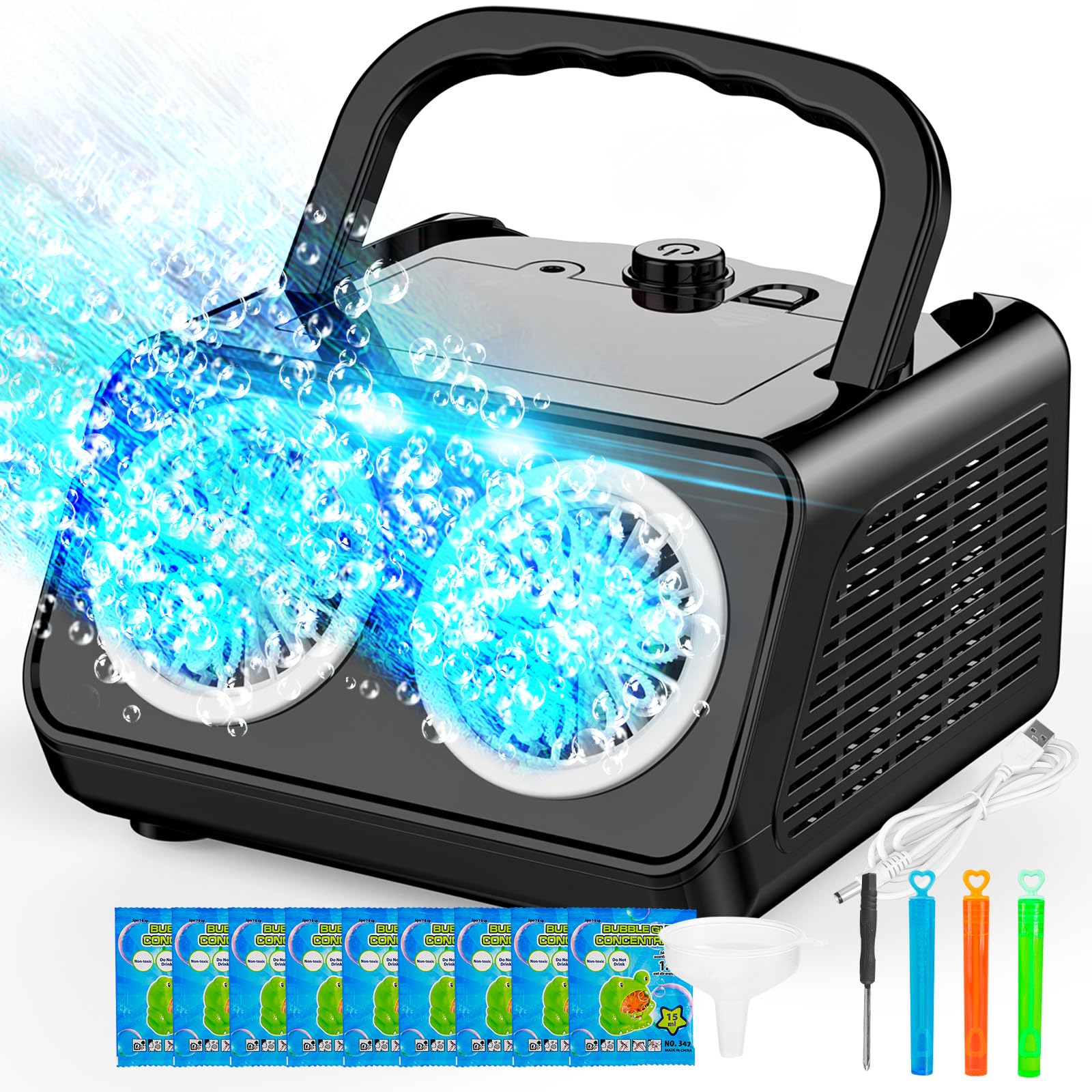 SHCKE Automatic Bubble Machine with 2 Fans,20000+ Bubbles/Min