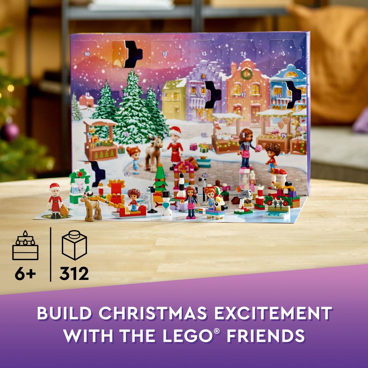 LEGO Friends 2022 Advent Calendar 41706 Building Toy Set; 24 Gifts and Holiday Toys, Including Santa’s Sleigh; for Kids, Boys and Girls, Ages 6+ (312