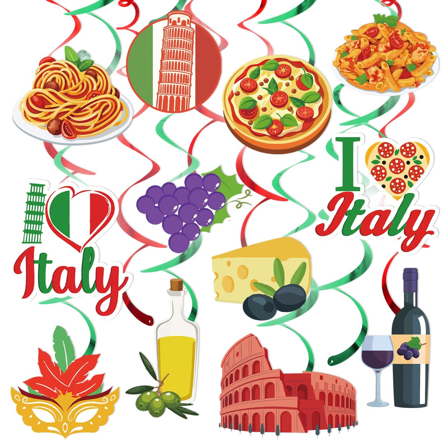 Italian Party Decorations Italian Hanging Swirls Italian Decorations Party Theme Italy Ceiling Decor