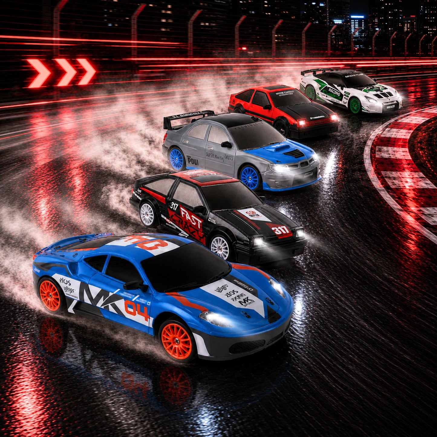 Liberty Imports RC Drift Car 1/24 2.4GHz 4WD Remote Control Sport Racing On-Road Vehicle with LED Light, Batteries and Drift Tires (Style 7)