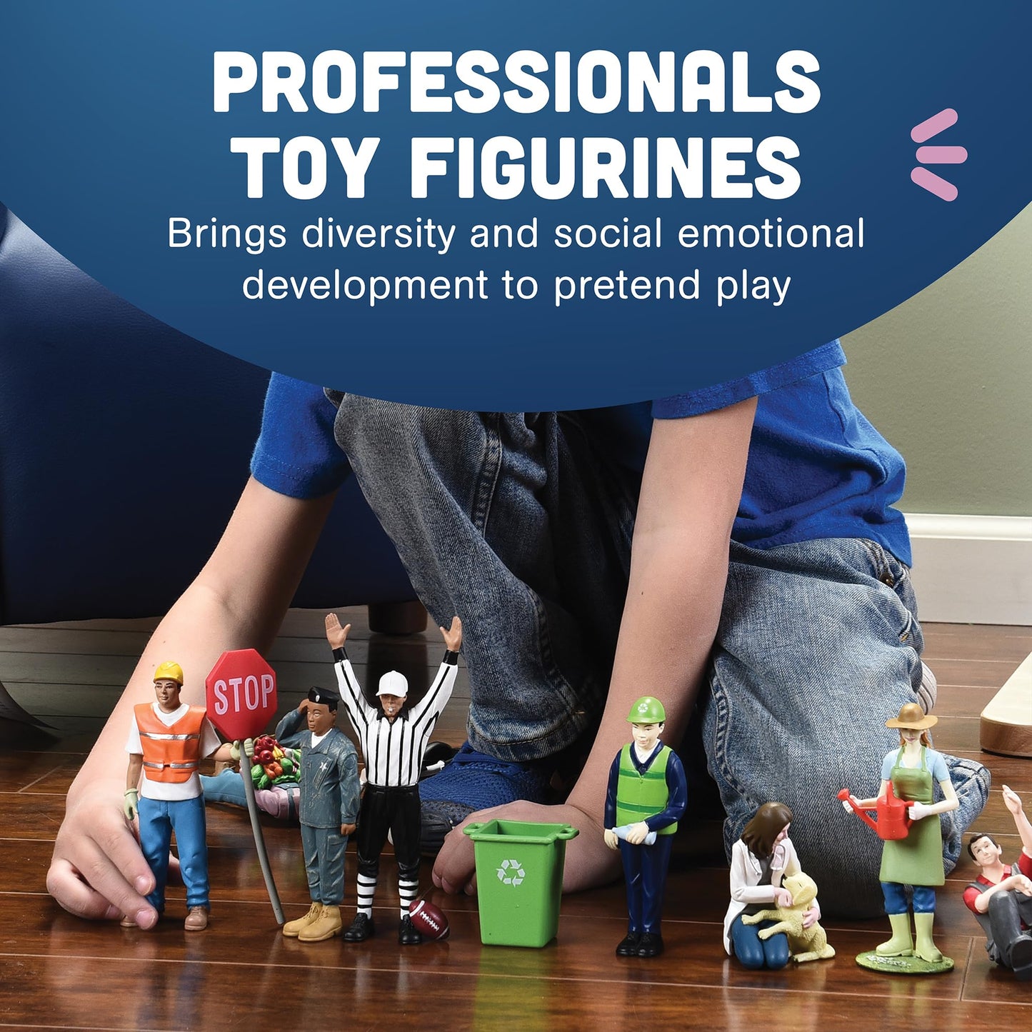 Cre8tive Minds Constructive Playthings Pretend Professionals Career Toy Figure Set for Kids Ages 3+, Set of 12 Freestanding Inclusive and Diverse