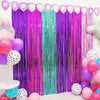 Pink Paw Puppy Patrol Birthday Decorations for Girls, 2 Pack Pinky Paw Party Photo Booth Prop, Purple Pink Teal Fringe Curtains Photo Streamers
