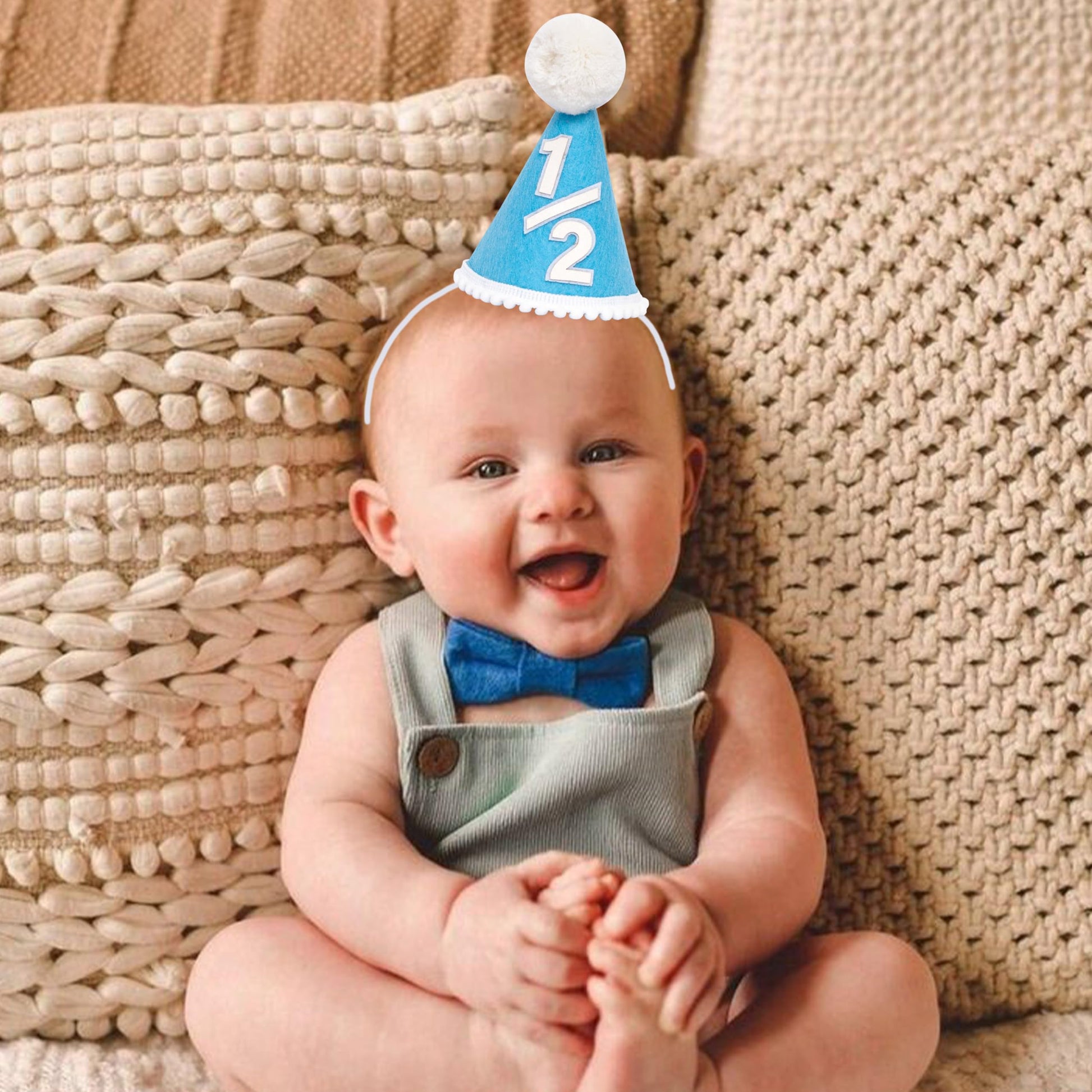 GIOGUK Half Birthday Hat - Baby 1/2 Birthday Party Taper Hat, Half Way To One Party Decoration Supplies Crown, Baby 6 Month Photo Prop Milestone