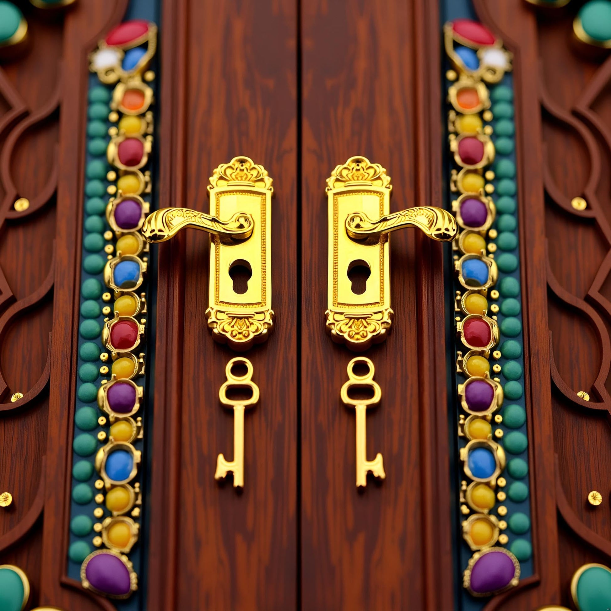 2 Pair Gold Left and Right Handles 1/12 Miniature Door Handle Dollhouse Decoration Accessories