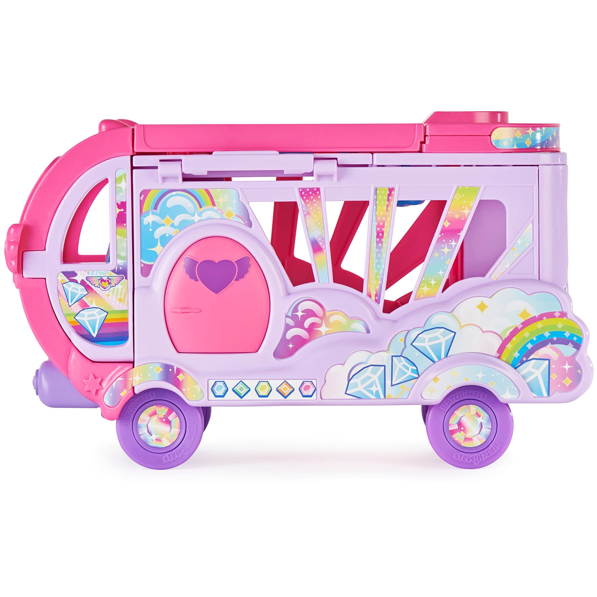HATCHIMALS - Surprise Family Rainbow Camper Car Playset - Transformable Camper Van for New Adventures with Collectable Hatchimals Figures - Family