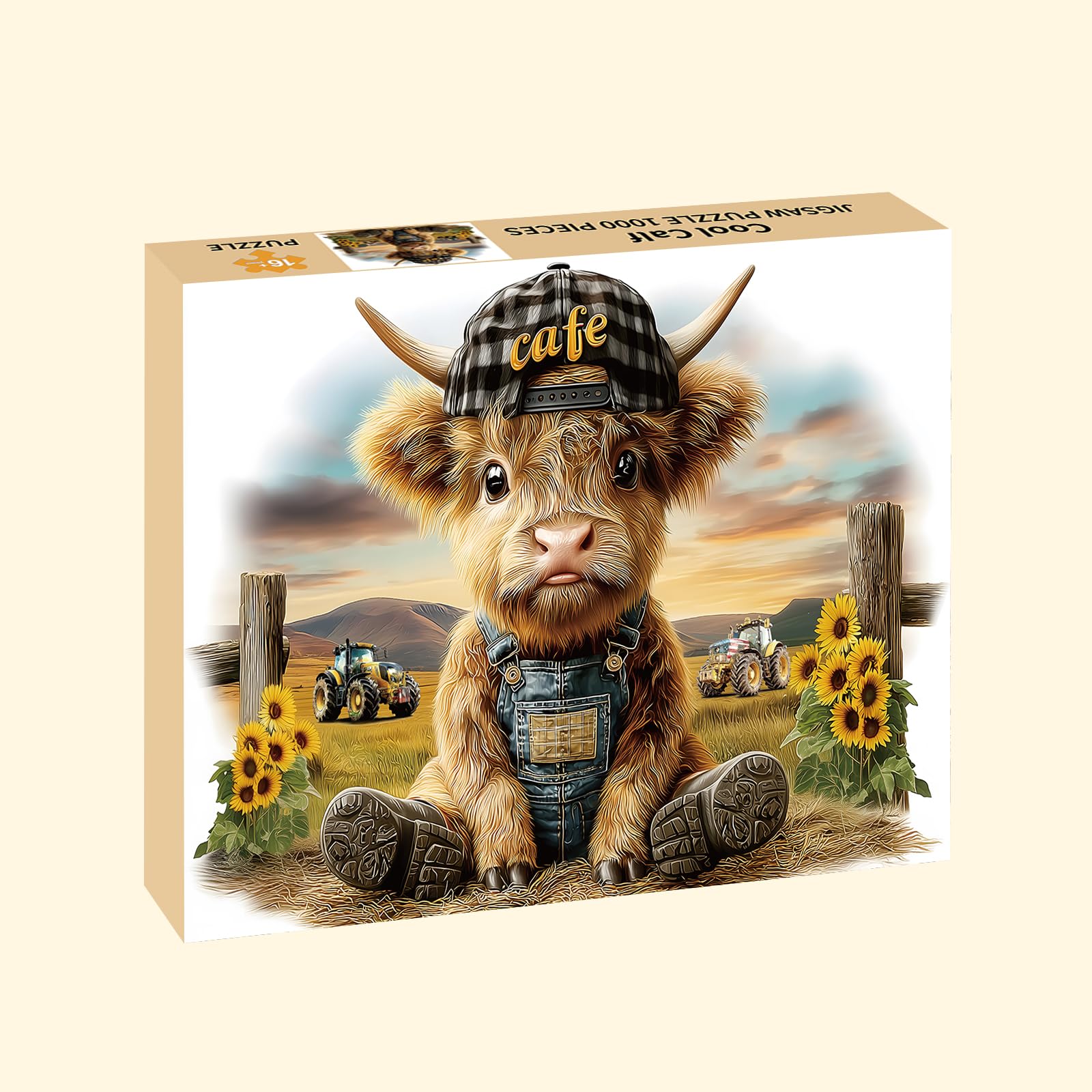 Puzzles for Adults 1000 Pieces, Highland Cow Jigsaw Puzzles - Cool Calf, Impossible Cow Puzzle for Seniors Family, 27.56 x 19.69 inches, 1:1 Poster