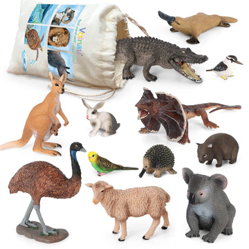 Volnau Animal Toys Figurines 12PCS Australian Figures for Kids Christmas Decoration Gift Preschool Educational Zoo Pack Kangaroo Koala Bear Emu Safari