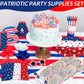 100 Pcs Patriotic Party Supplies Set, Serves 25 - Disposable Red White Blue Star Paper Plates, Napkins, and Forks, American Flag Themed Tableware