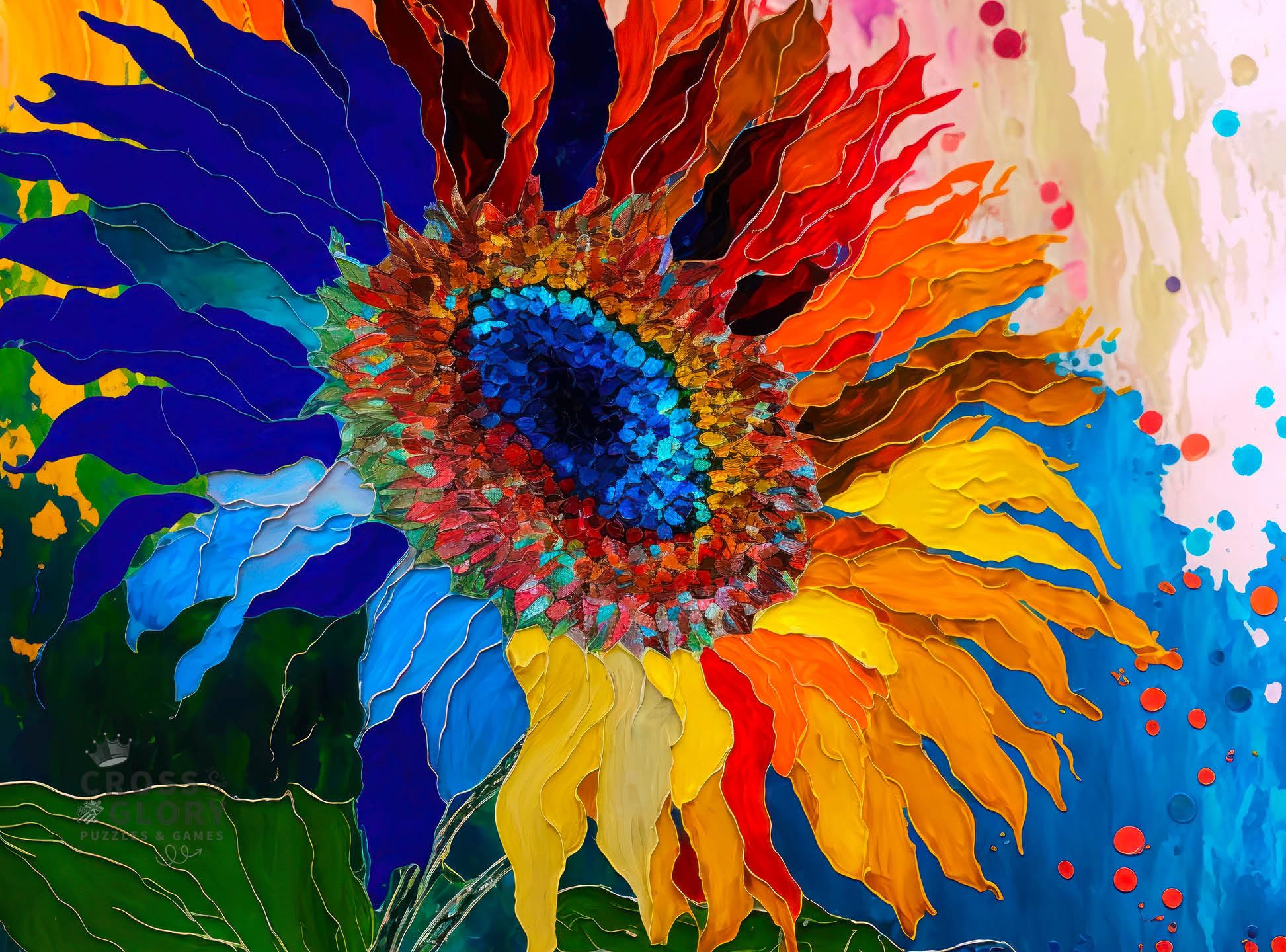 Cross & Glory | Jigsaw Puzzles for Adults | Sunflower Kaleidoscope