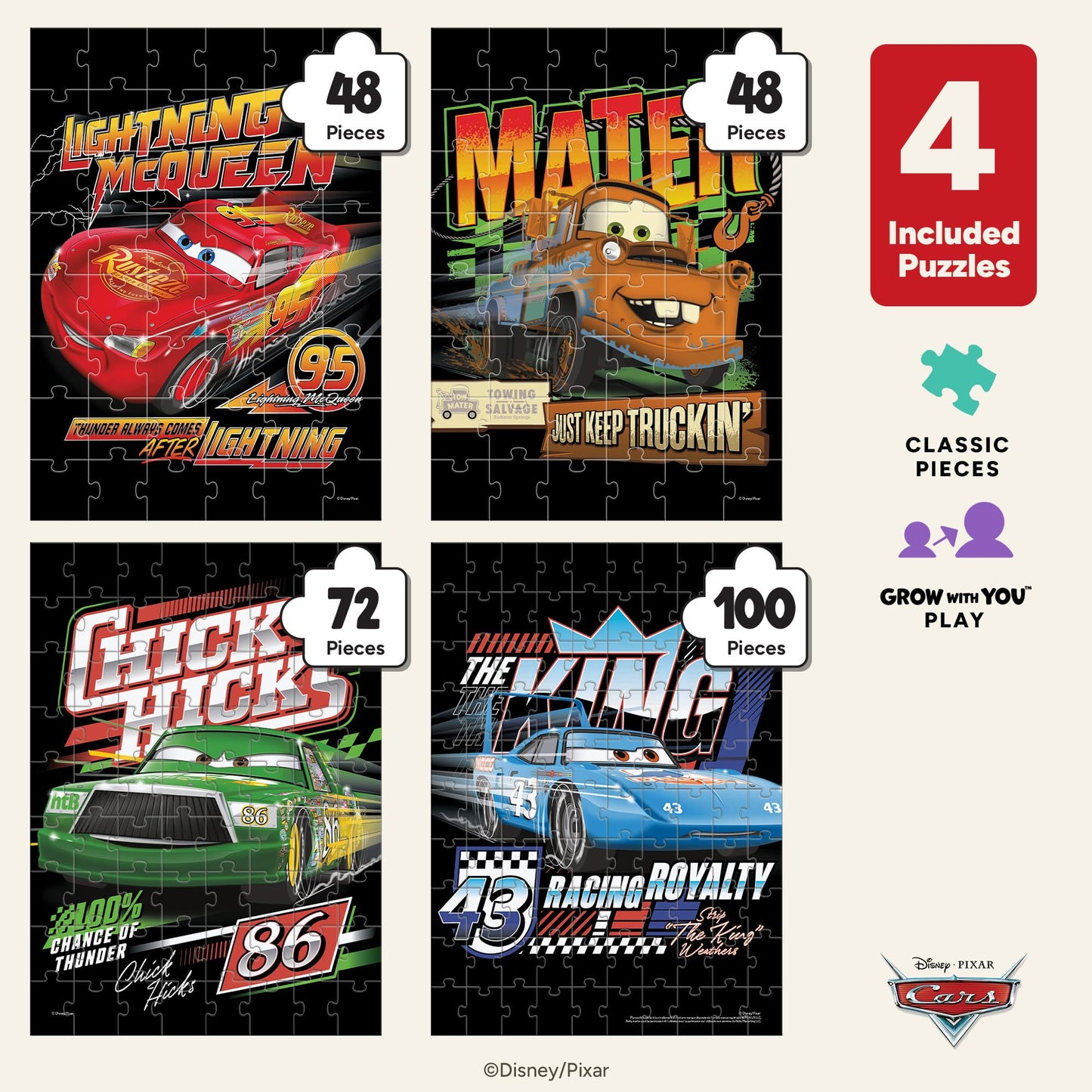 Ceaco - Disney Pixar Cars Puzzle for Kids - Larger Pieces Designed for Preschool Hands - 48, 72, 100Pc Jigsaw Puzzles