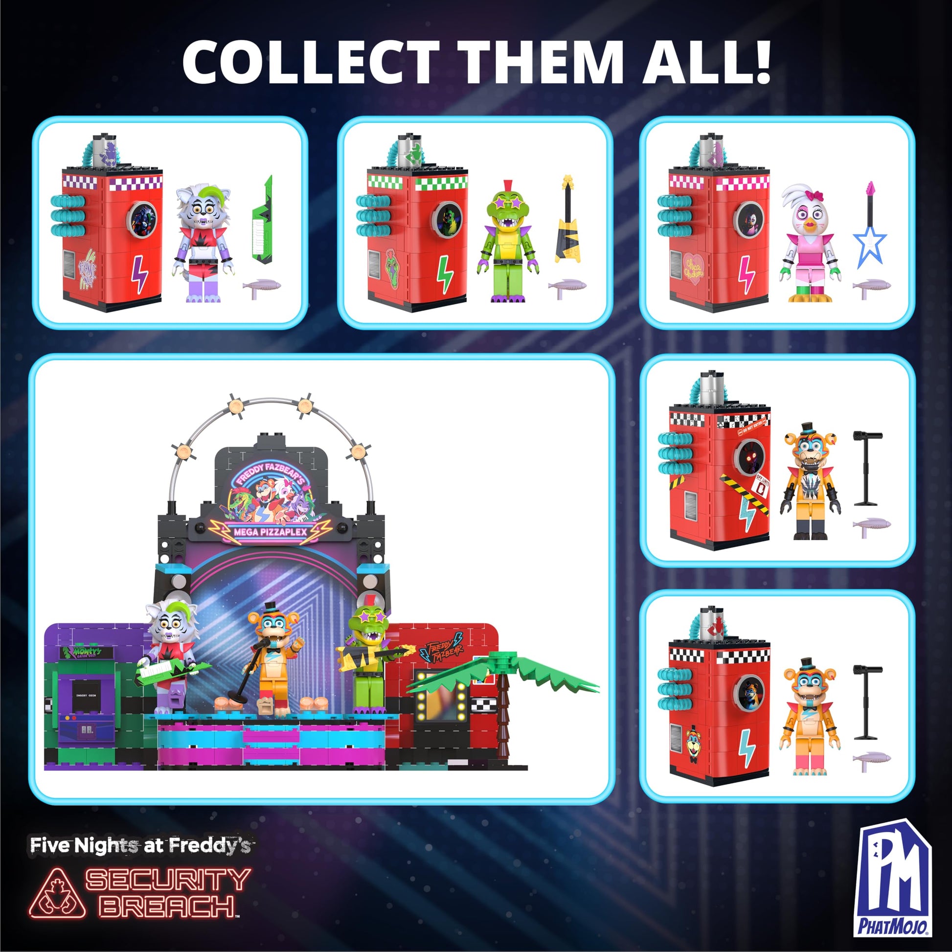 Five Nights AT Freddy’S - Phat$tacks Mega Pizzaplex Deluxe Buildable Playset (454 Pieces, Series 1)