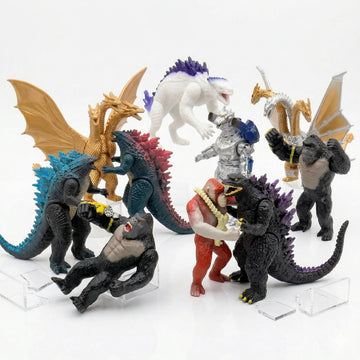 JAYKENIXO 10 Pack Monster Action Figures Set - Dragon, Scar, Kong & Kaiju Creature Toys with Movable Joints, Collectible Battle Figures for Kids