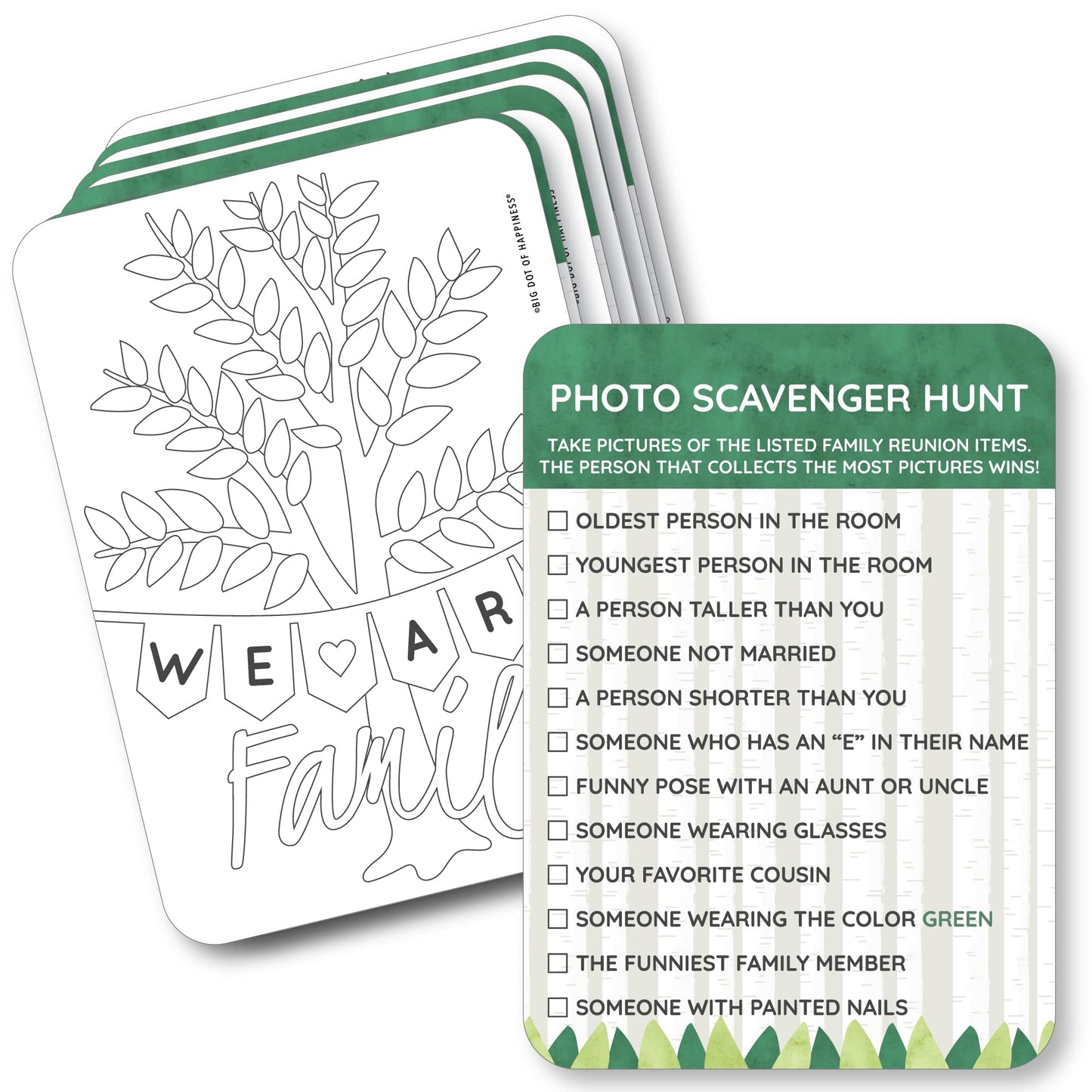 Big Dot of Happiness Family Tree Reunion - 2-in-1 Family Gathering Party Cards - Activity Duo Games - Set of 20