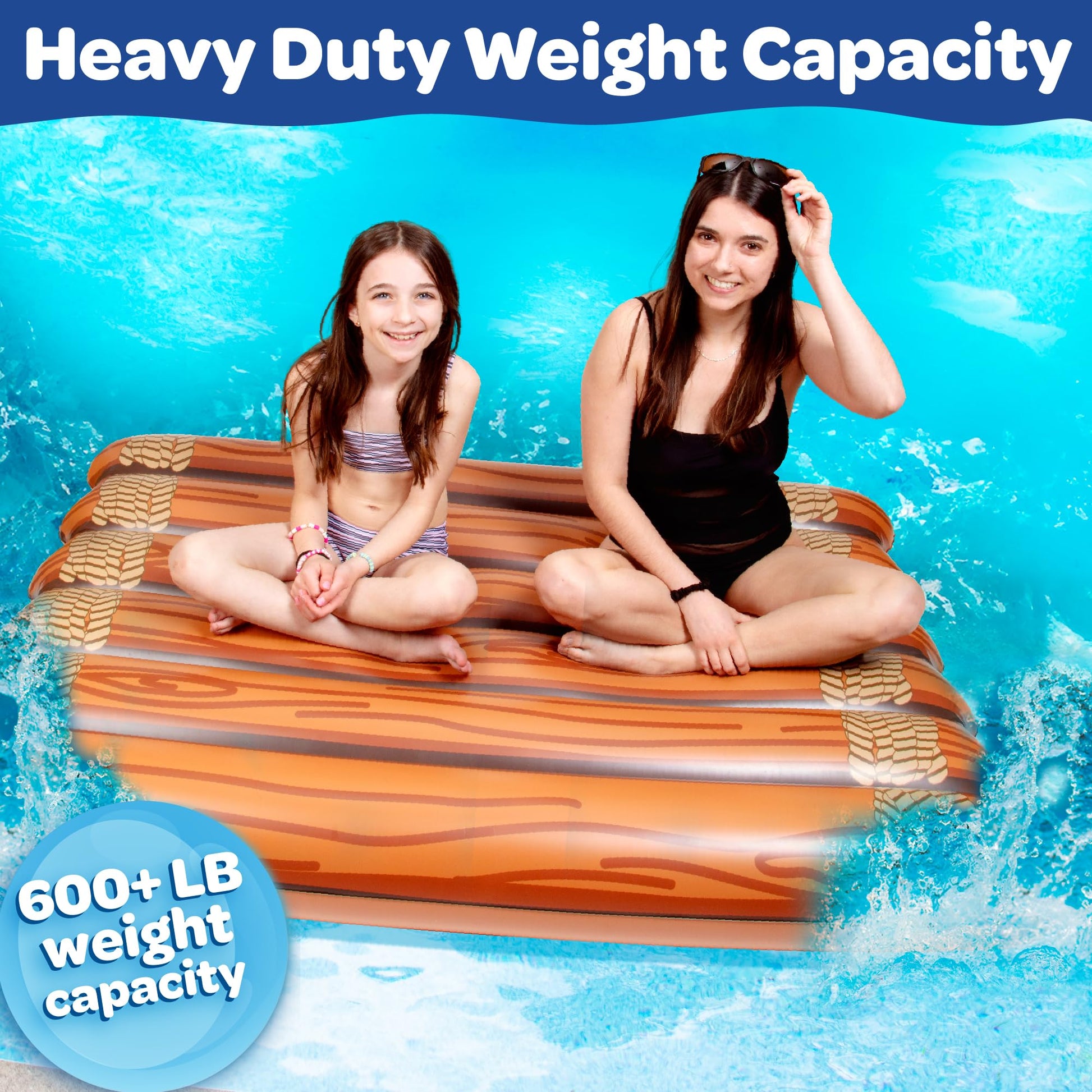 Giant Multi-Person Inflatable Log Raft Swimming Pool Float, 5+ Feet Long