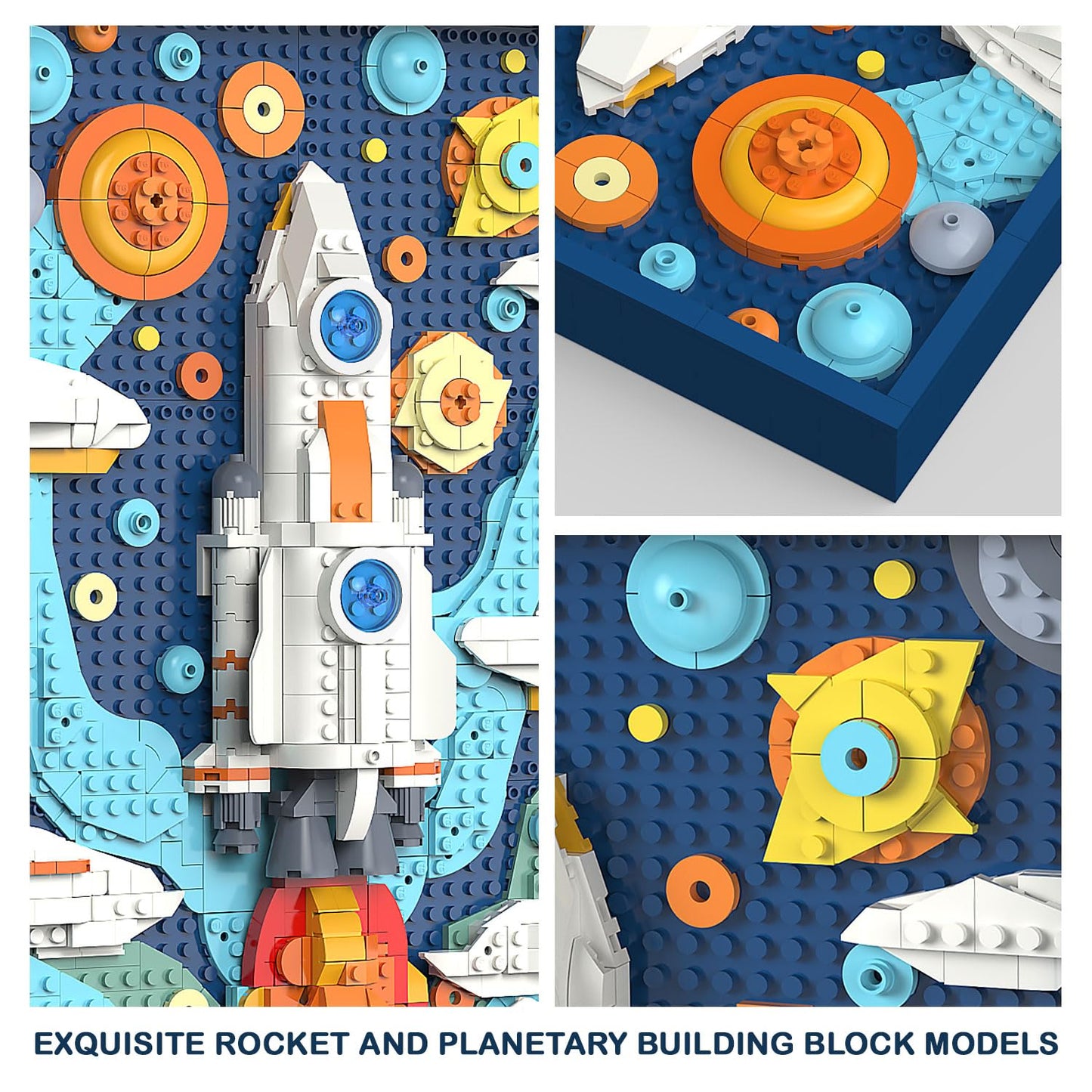 Micro Brick Rocket Building Set, DIY Space Rocket Model Craft Kit, 3D Wall Art Home Office Decoration or Table Display, Ideas Gift Building Toy